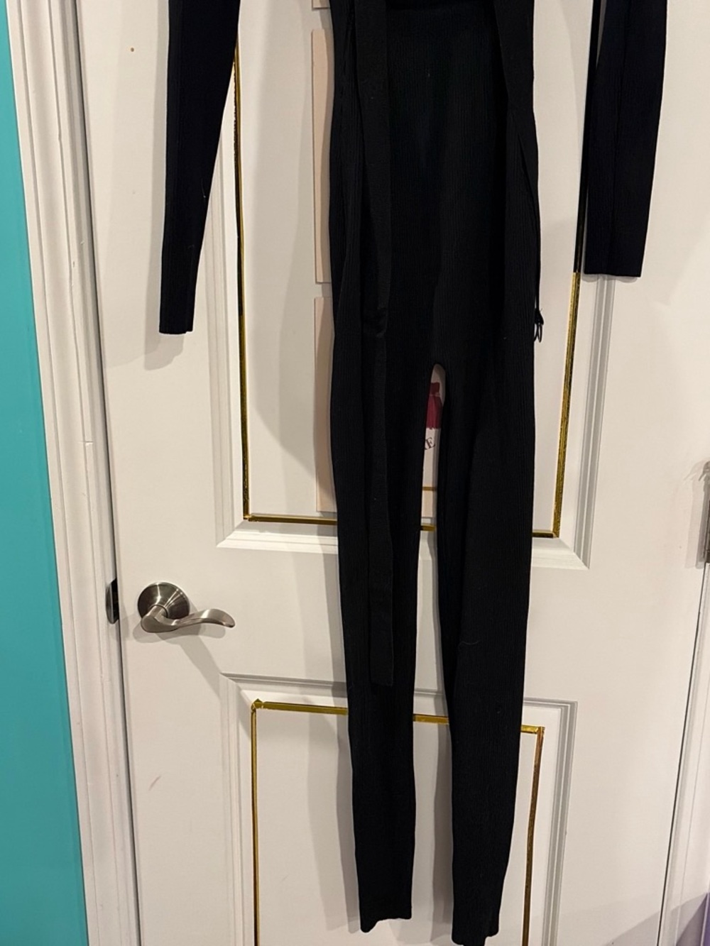 Fashion Nova Black Ribbed Long-Sleeve Jumpsuit